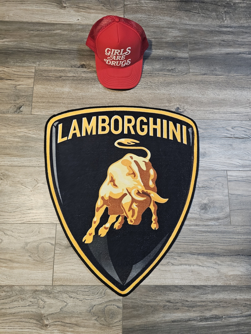 Lamborghini Black and Gold Bull Crest Door Mat